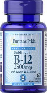 VITAMIN B-12 2500 MCG 60 SUBLINGUAL MICROLOZENGES (ILLEGAL IMPORT)