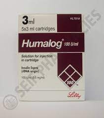 HUMALOG 100I.U./ML (5 CARTRIDGES)